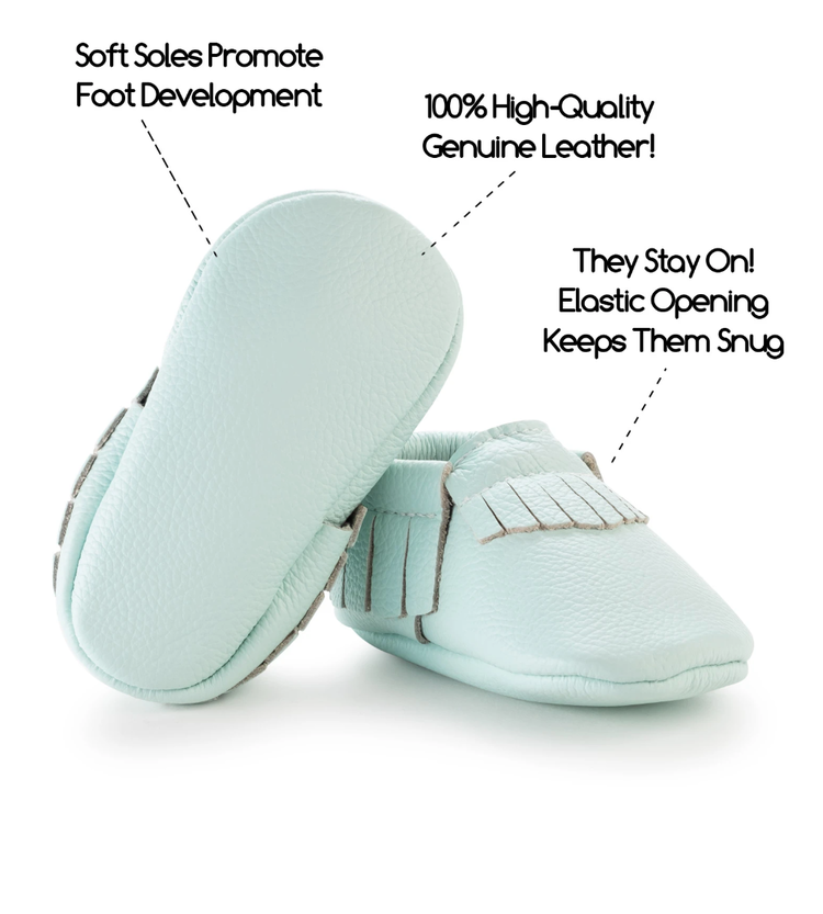BirdRock Baby Seafoam Genuine Leather Baby Moccasins