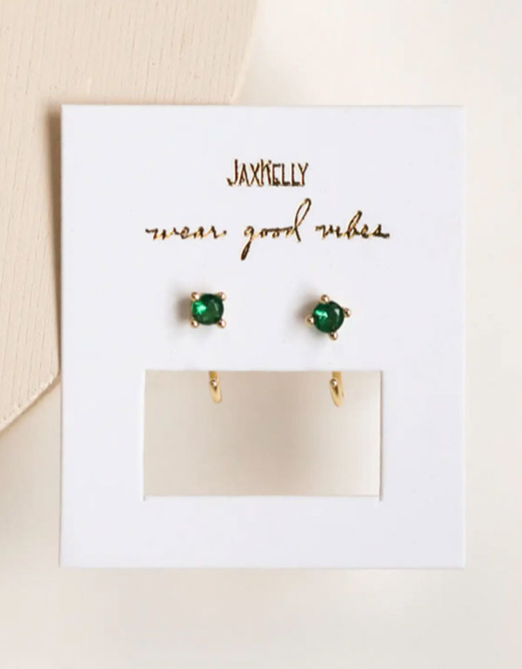 JaxKelly CZ Huggies - Emerald