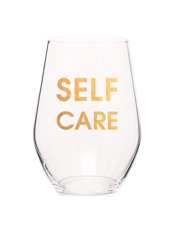 Chez Gagne Letterpress Self Care Wine Glass