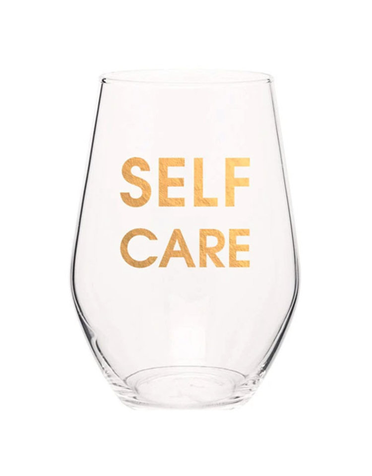 Chez Gagne Letterpress Self Care Wine Glass