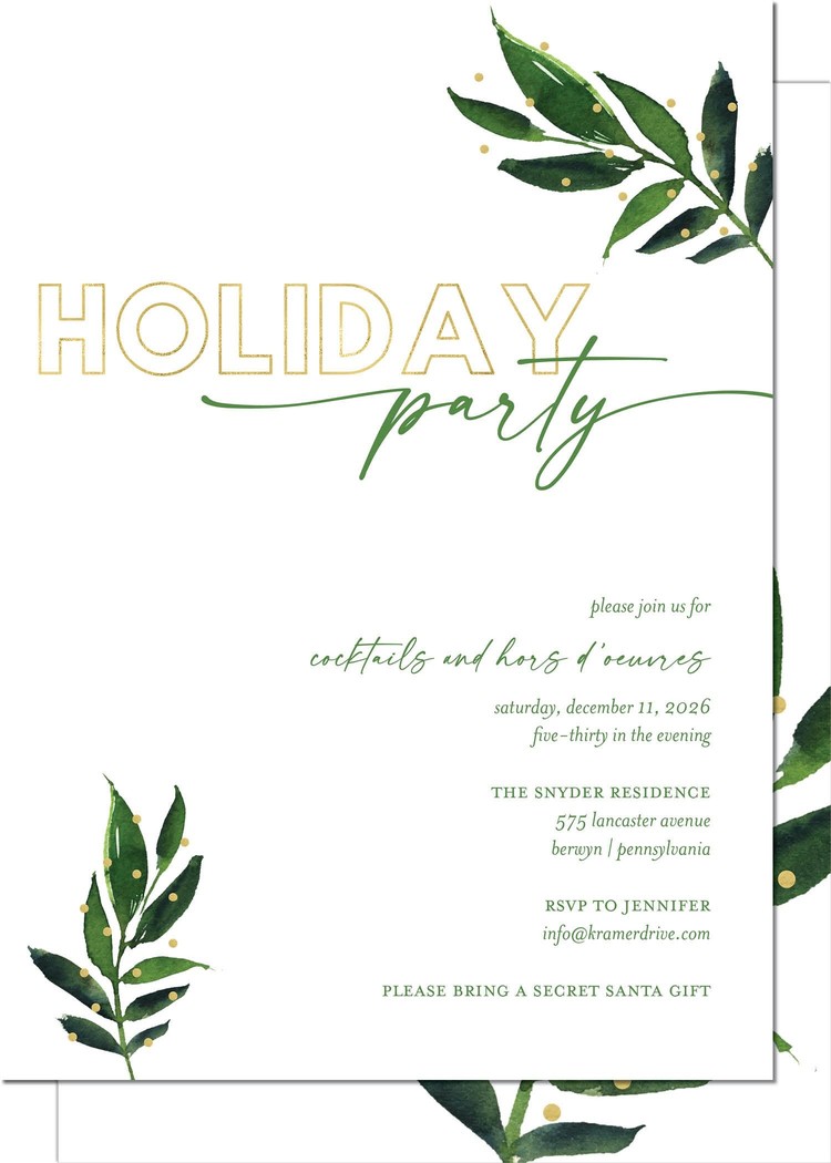 Kramer Drive Holiday Invitation, Polka Dot Pine