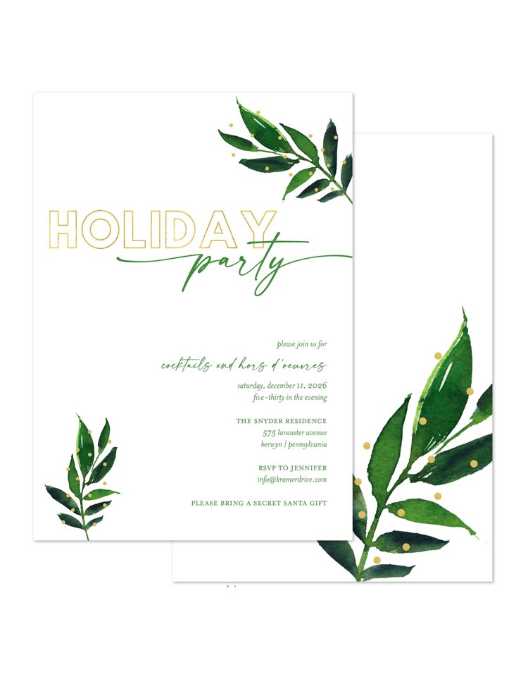 Kramer Drive Holiday Invitation, Polka Dot Pine