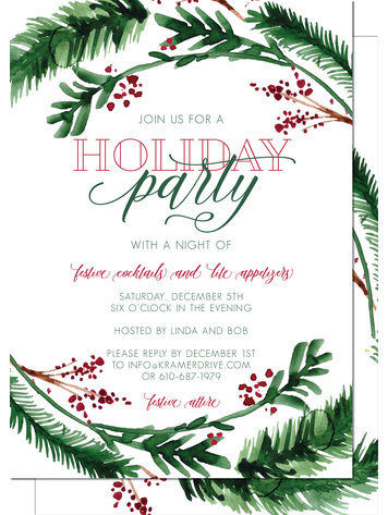 Kramer Drive Holiday Invitation, Holiday Laurel