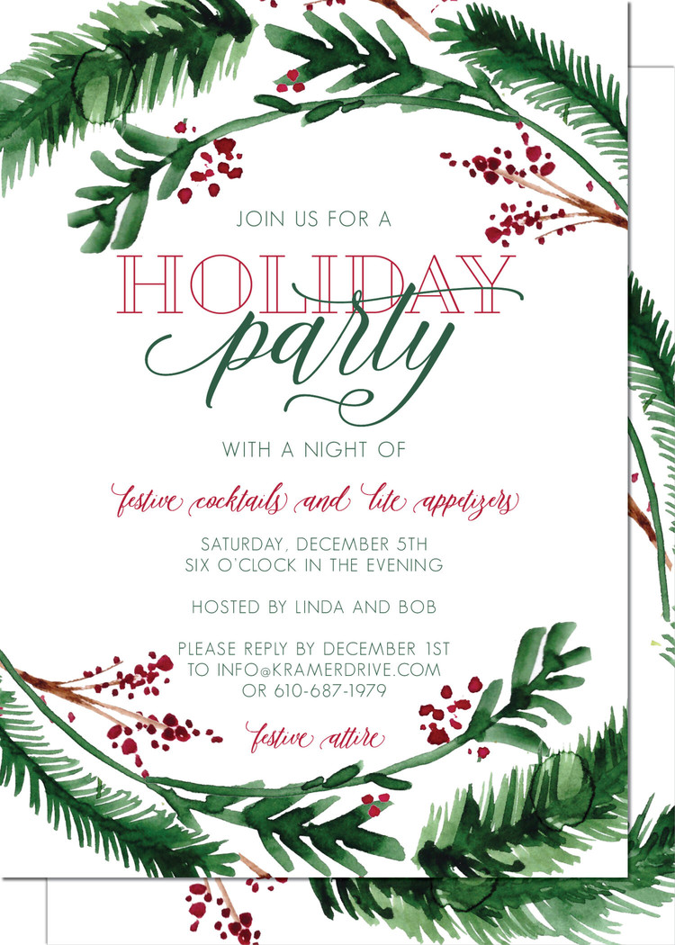 Kramer Drive Holiday Invitation, Holiday Laurel