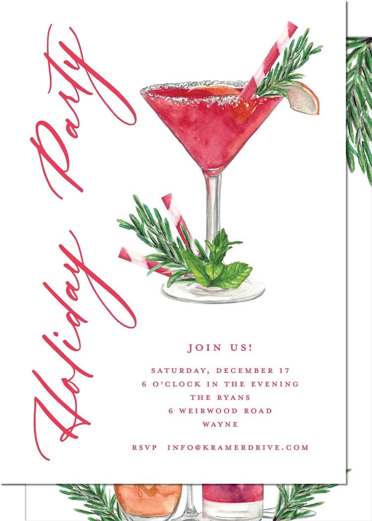 Kramer Drive Holiday Invitation, Merry Martini