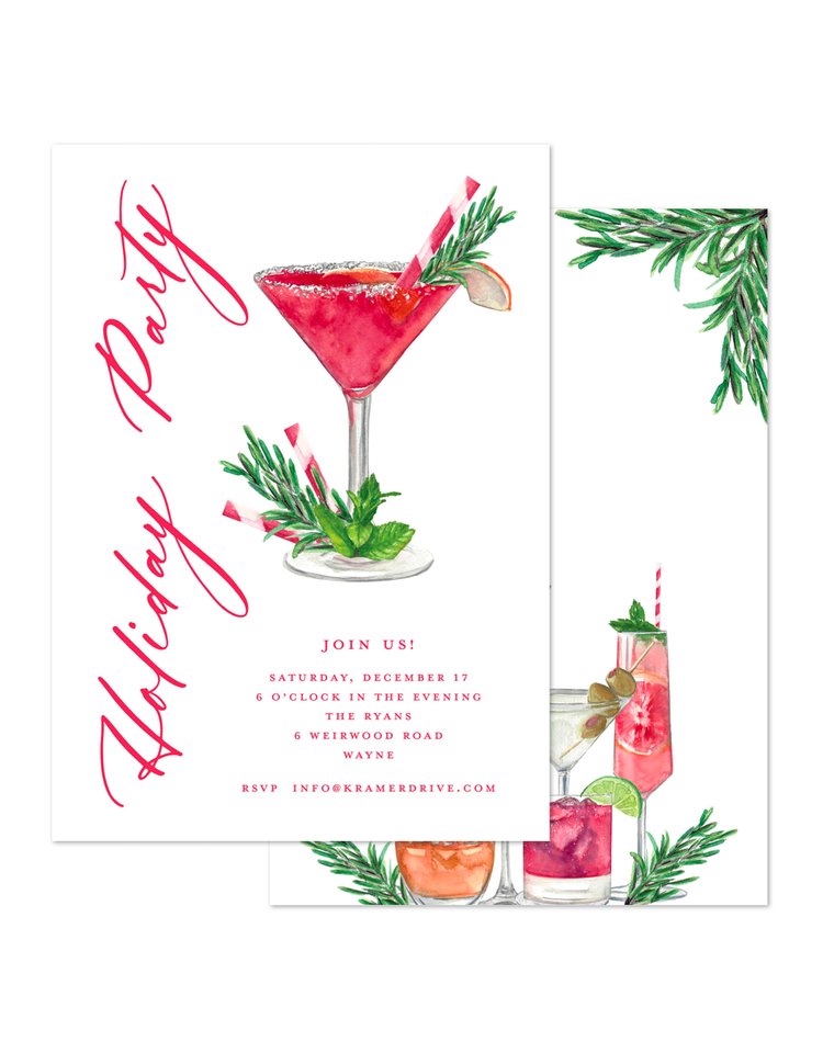 Kramer Drive Holiday Invitation, Merry Martini