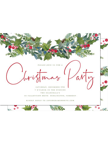 Kramer Drive Holiday Invitation, Glimmering Garland