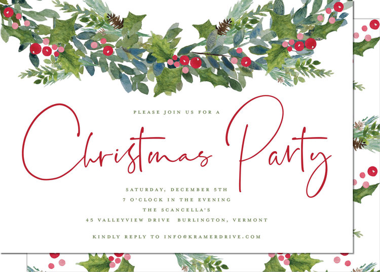 Kramer Drive Holiday Invitation, Glimmering Garland