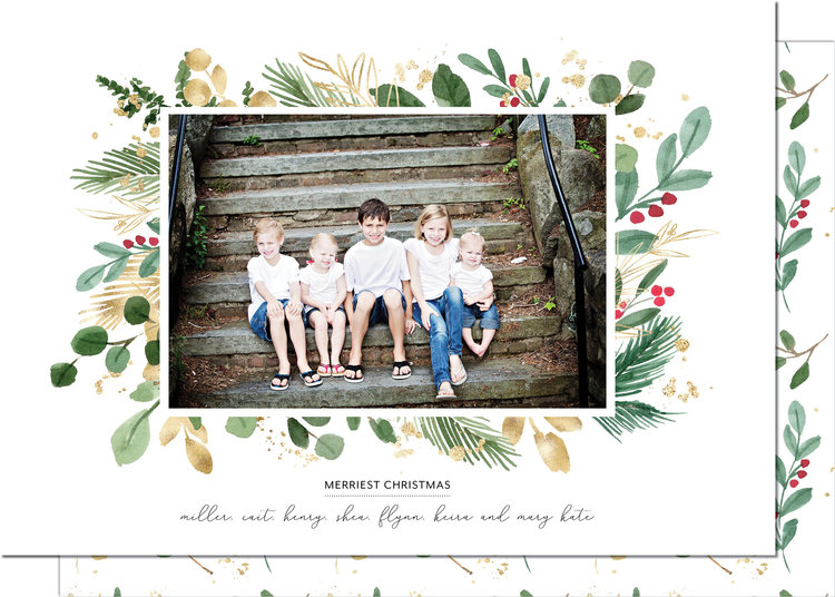 Kramer Drive Holiday Card, Botanical Border