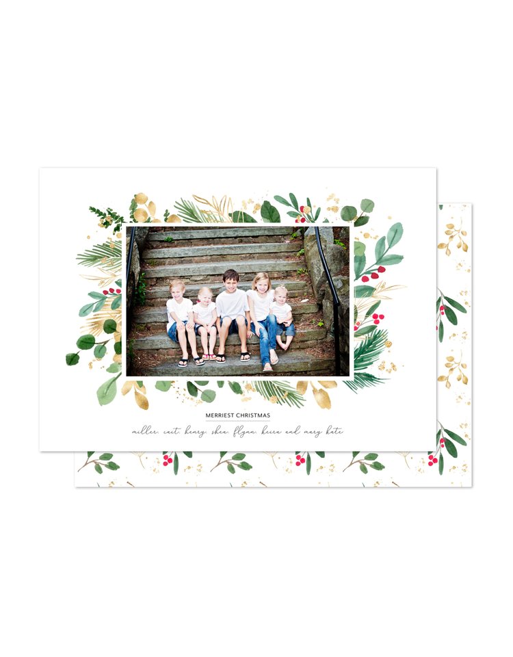 Kramer Drive Holiday Card, Botanical Border
