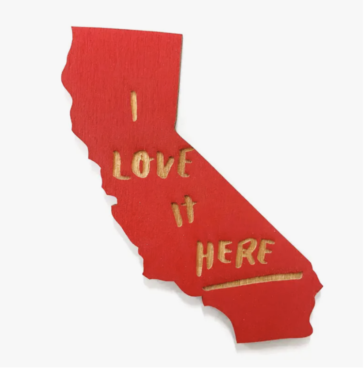 SnowMade I Love It Here California Magnet  Bright Red