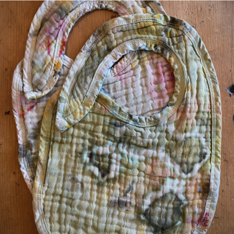 Sea and Green Muslin Baby Bib - Earthy Dyed