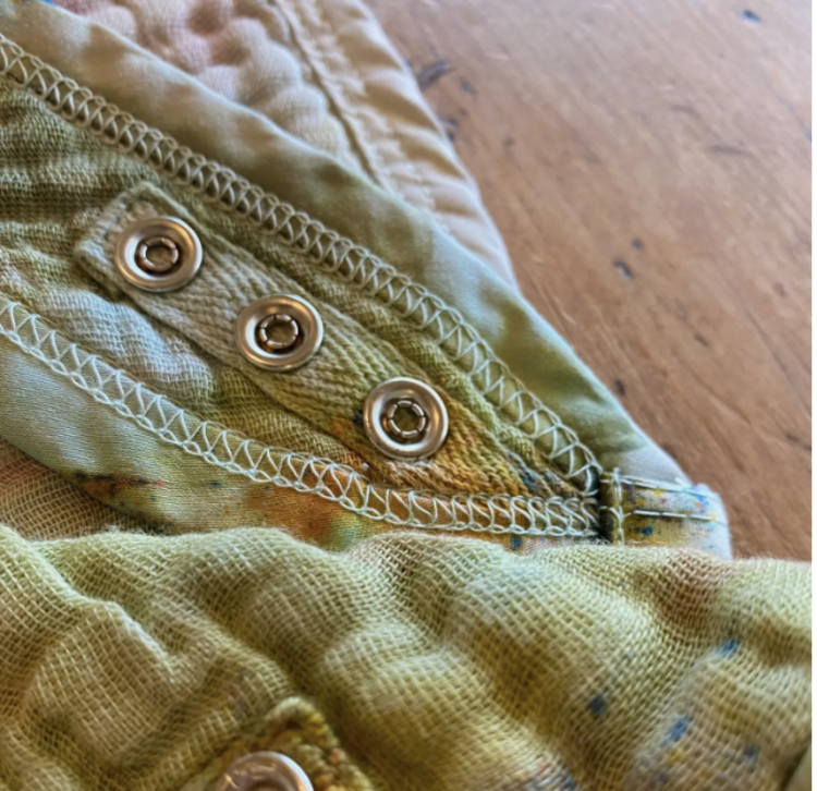 Sea and Green Muslin Baby Bib - Earthy Dyed