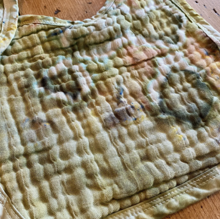 Sea and Green Muslin Baby Bib - Earthy Dyed