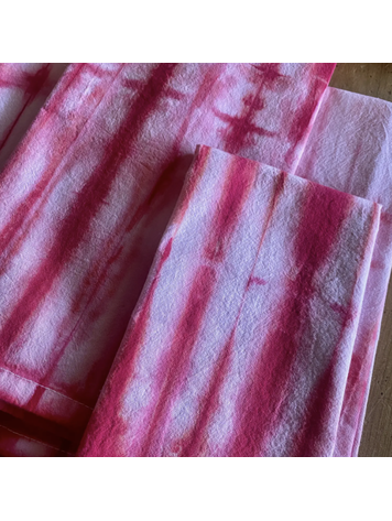 Sea and Green Napkins (Set of 4)- Shibori Hand Dyed Red White Pattern