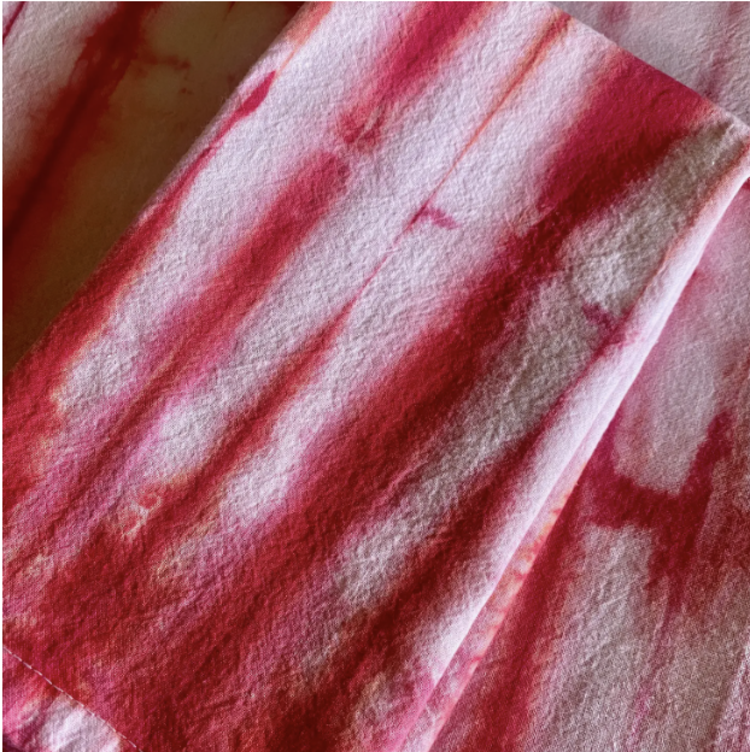 Sea and Green Napkins (Set of 4)- Shibori Hand Dyed Red White Pattern