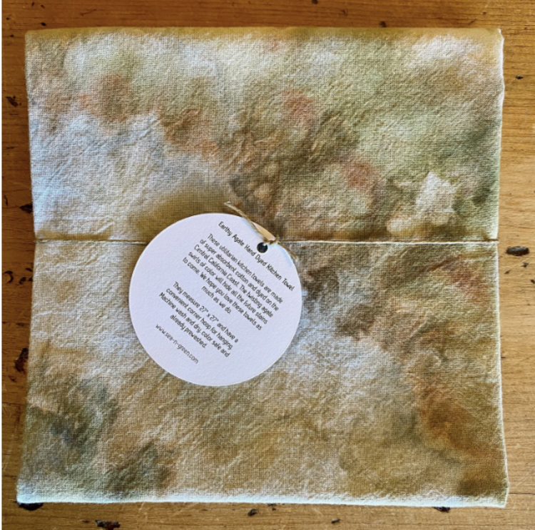 Sea and Green Kitchen Towel - Earthy Agate Hand Dyed