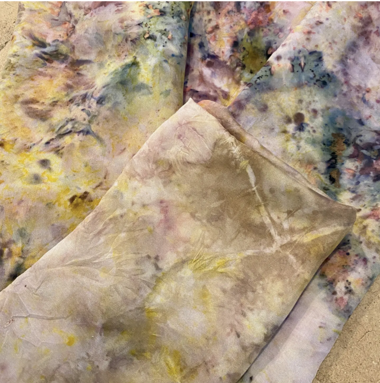 Sea and Green Scarf - Plant Dyed Silk Bandana