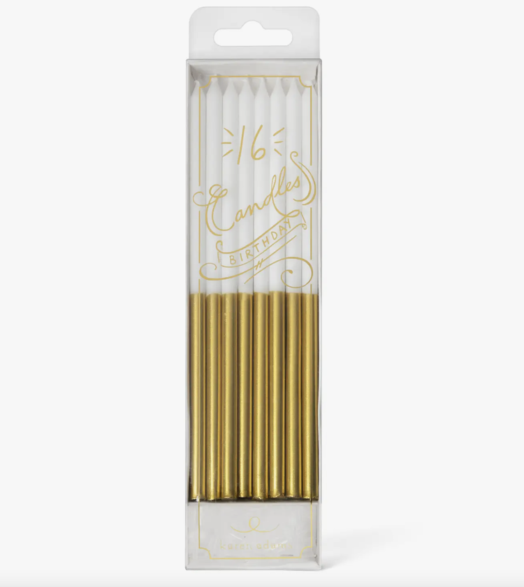Karen Adams Designs Birthday Candles, White and Gold