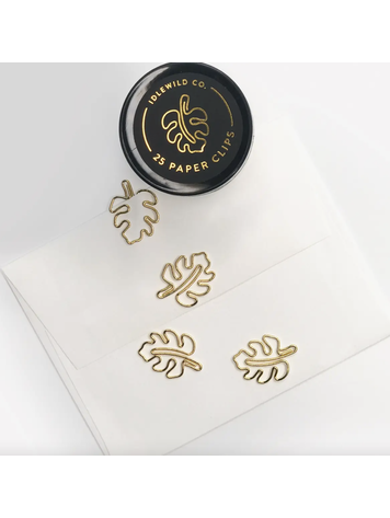 Idlewild Co. Monstera Gold Plated Paper Clips