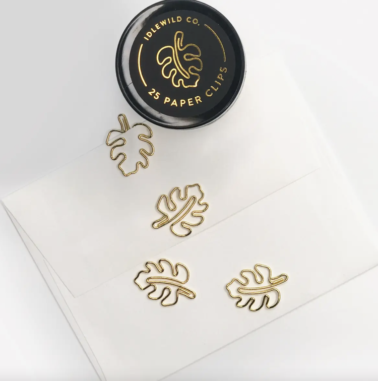 Idlewild Co. Monstera Gold Plated Paper Clips