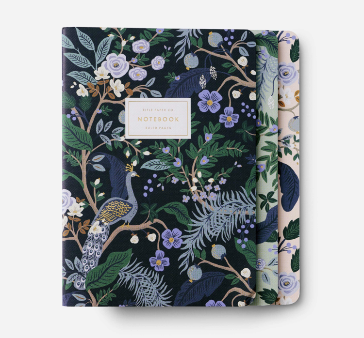 Rifle Paper Co. Assorted Set of 3 Peacock Notebooks