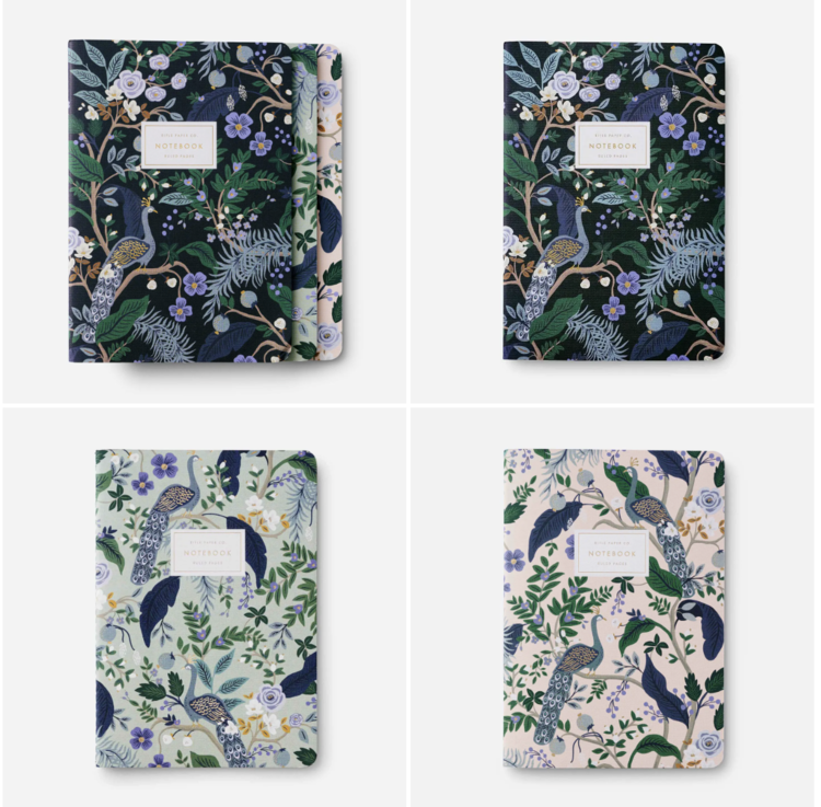 Rifle Paper Co. Assorted Set of 3 Peacock Notebooks