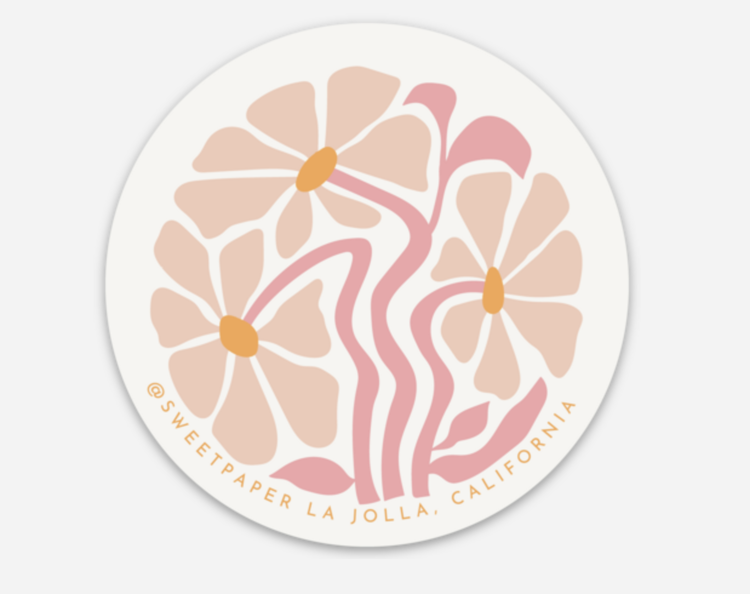 Sweet Paper Custom Pink Flowers Sticker