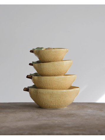 Creative Co-Op Stoneware Lemon Measuring Cups