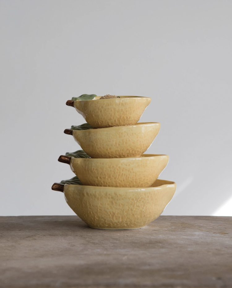 Creative Co-Op Stoneware Lemon Measuring Cups