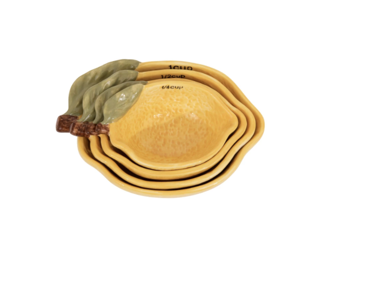Creative Co-Op Stoneware Lemon Measuring Cups