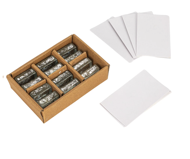 Creative Co-Op Glass Cube Place Card/Photo Holders w/ 12 Paper Cards