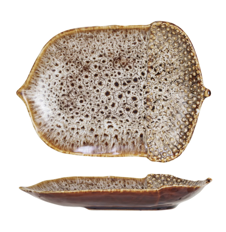 Creative Co-Op Acorn Shaped Plate, Reactive Glaze