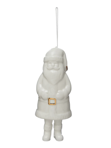 Creative Co-Op Stoneware Santa Bell with Gold