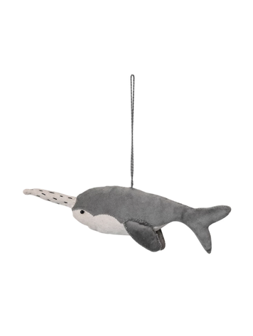 Creative Co-Op Velvet Whale Ornament