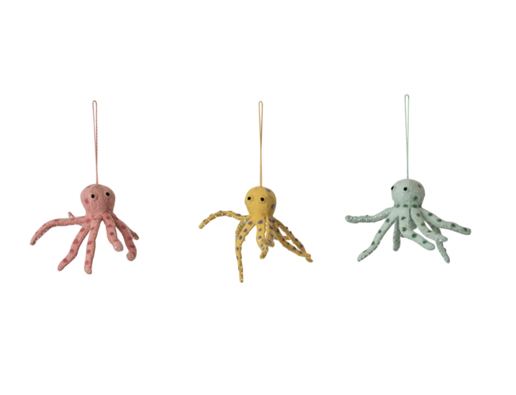 Creative Co-Op Wool Felt Octopus Ornament