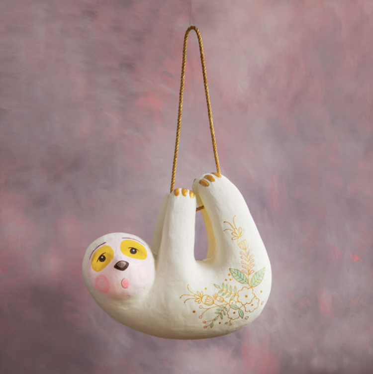 Glitterville Painted Sloth Ornament