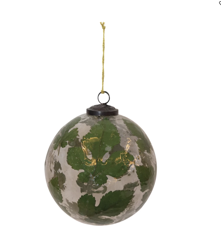 Creative Co-Op Ornament w/ Embedded Candlenut Leaves