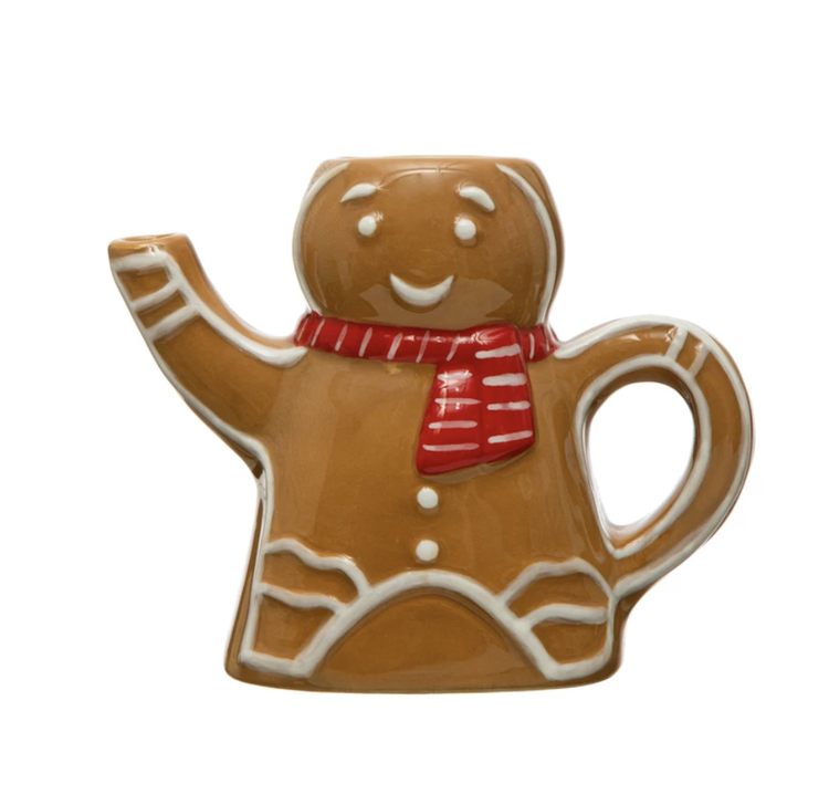 Creative Co-Op Ceramic Gingerbread Man w/ Scarf Creamer