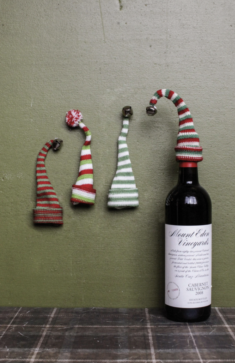 Creative Co-Op Knit Hat Bottle Topper, Set of 4