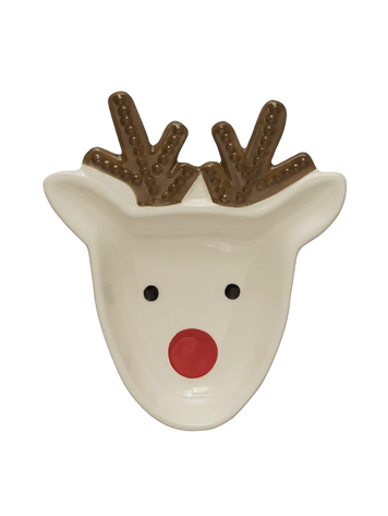 Creative Co-Op Ceramic Reindeer Plate