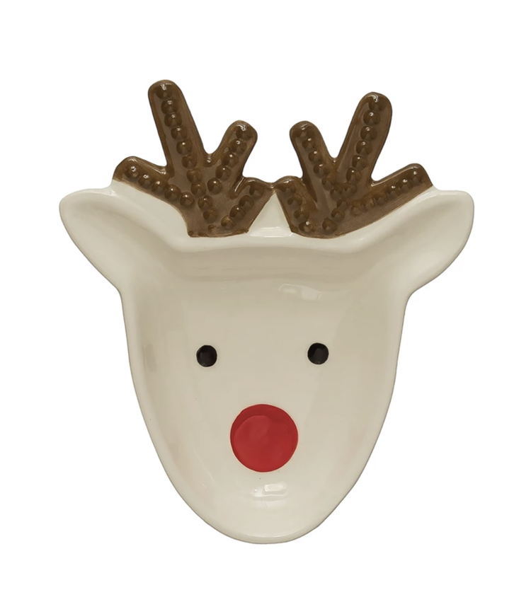 Creative Co-Op Ceramic Reindeer Plate