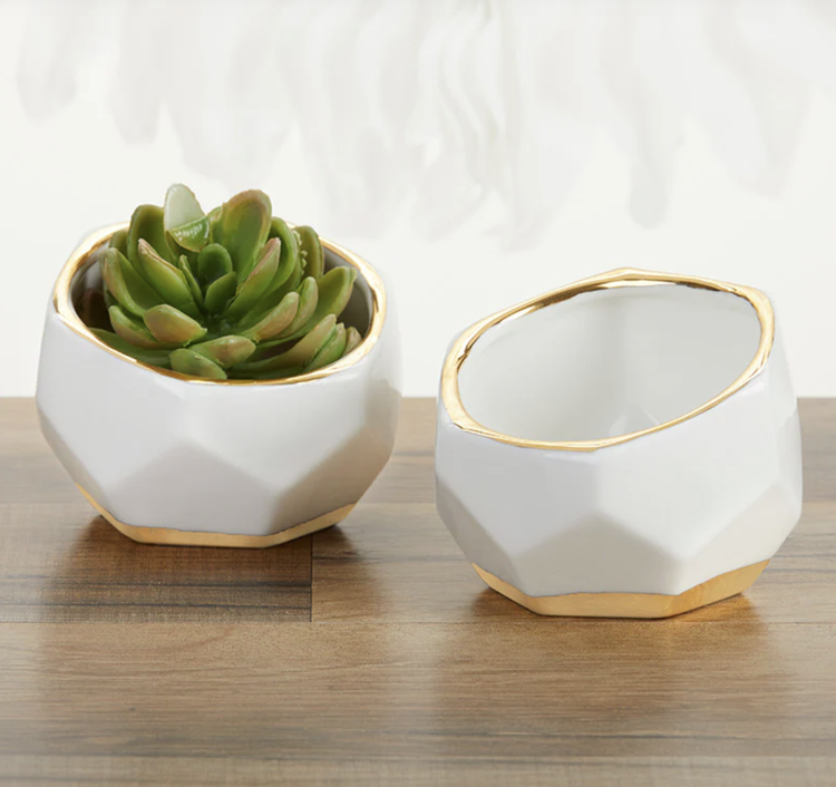 Kate Aspen Geometric Ceramic Planter Small