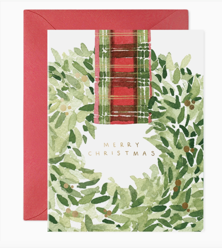E. Frances Paper Studio Plaid Ribbon Wreath