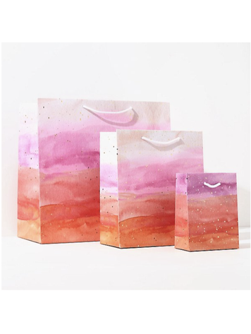 Paper Source Pink Watercolor Gift Bags, Medium
