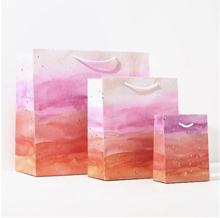 Paper Source Pink Watercolor Gift Bags, Medium