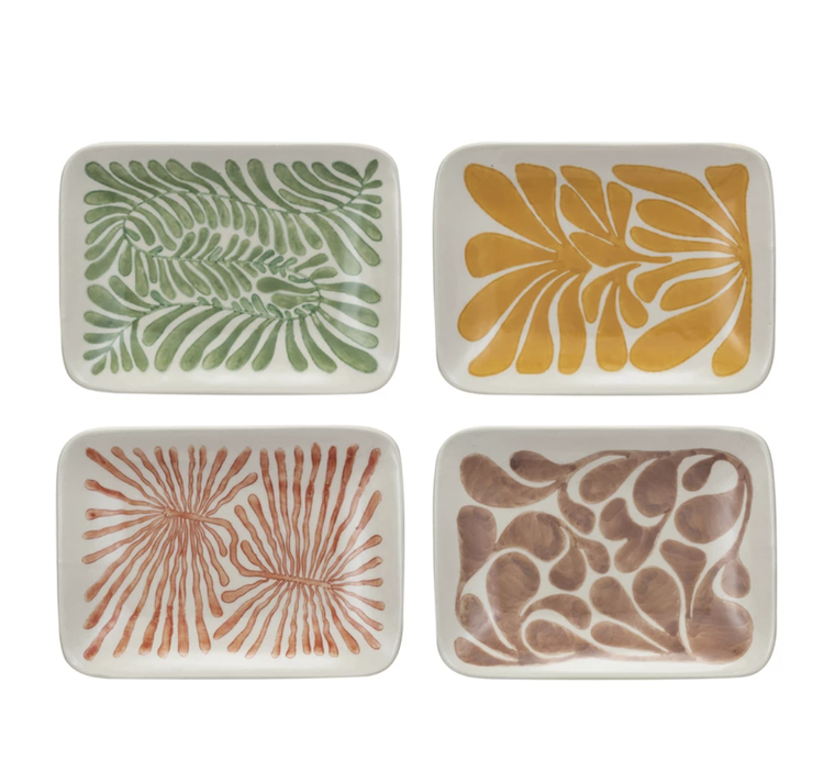 Creative Co-Op Hand-Painted Stoneware Plate