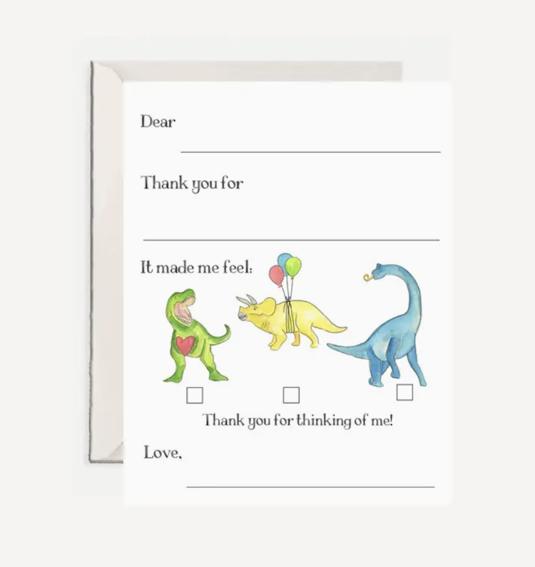 emmy+olly Dinosaur thank you note cards