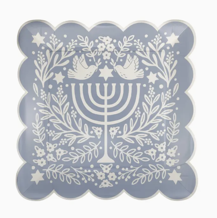 My Mind's Eye Floral Menorah Plate