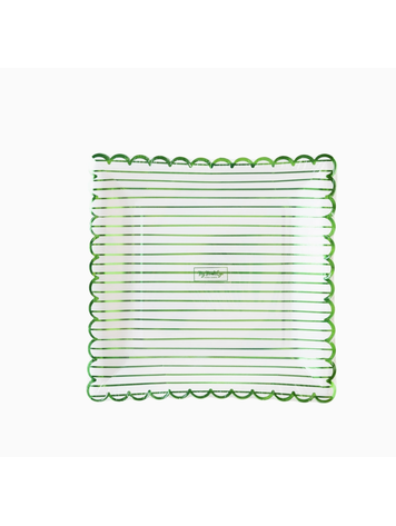 My Mind's Eye Green Striped Paper Plate